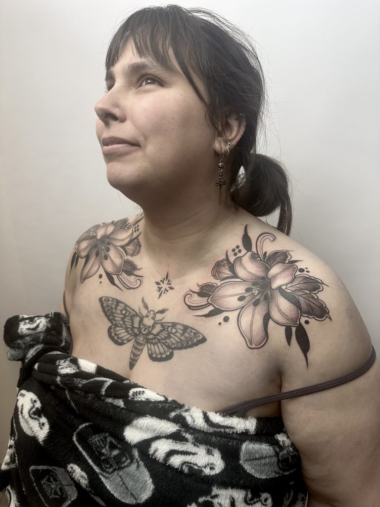 flower chest piece Neotraditional
