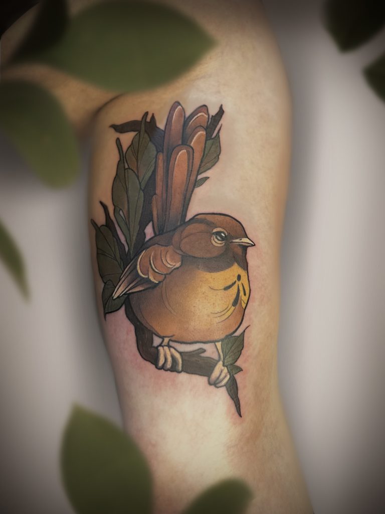 neo traditional bird tattoo