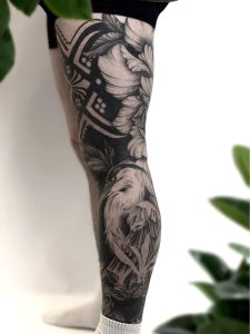 Heron tattoo blackwork ornamental